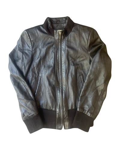 Vintage Y2K Leather Bomber Jacket Size M