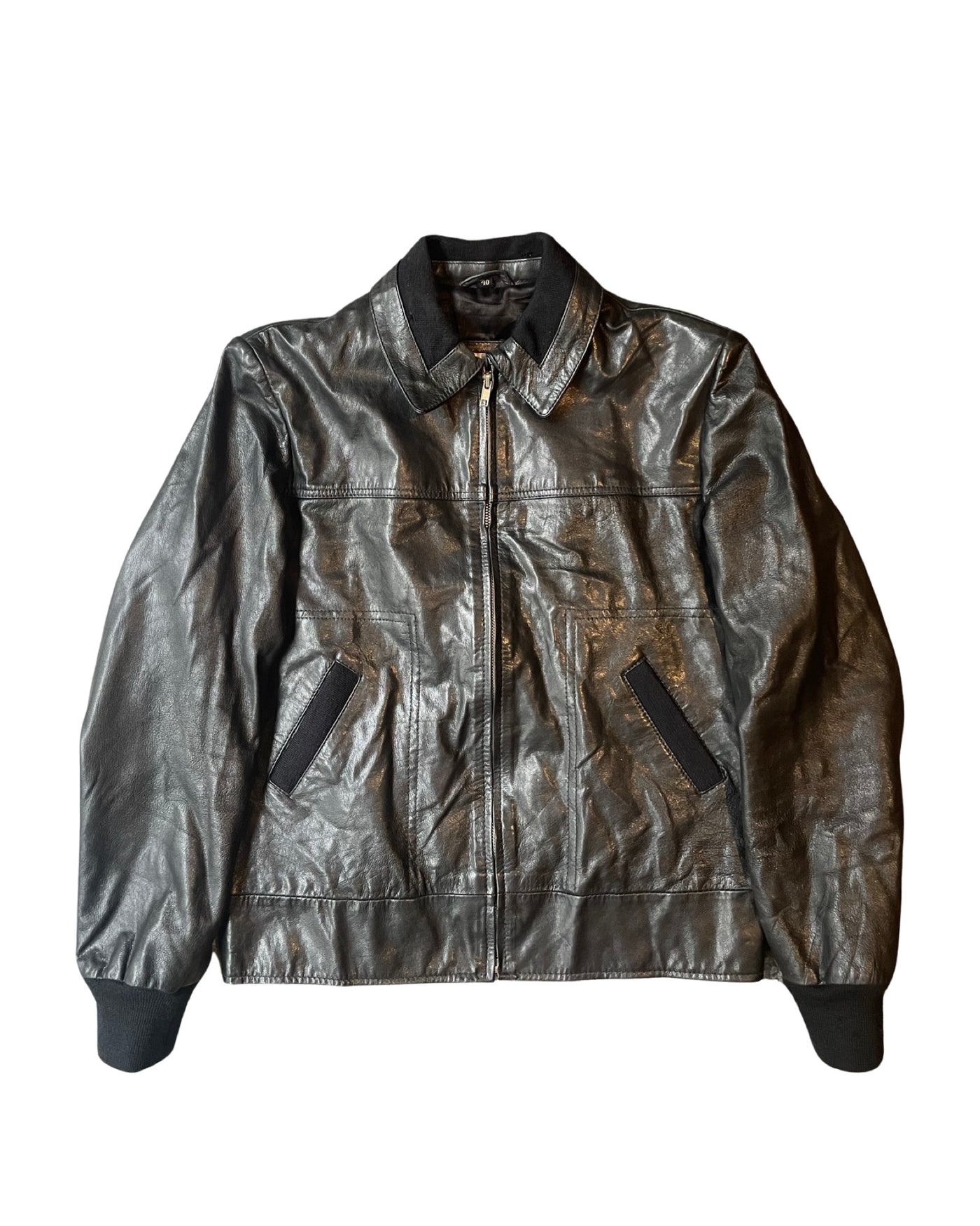 Vintage Y2K Bomber Leather Jacket Size M