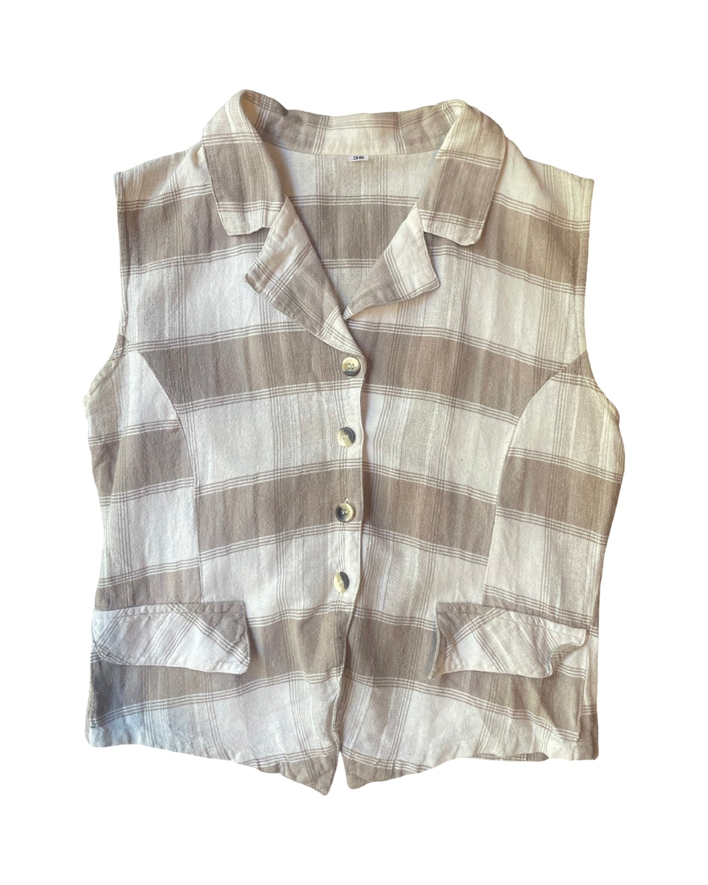 Vintage Check Linen Blouse